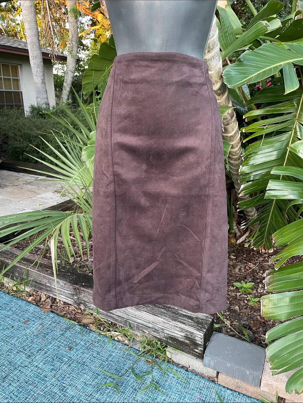 Brown Suede Pencil Skirt